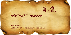 Máté Norman névjegykártya